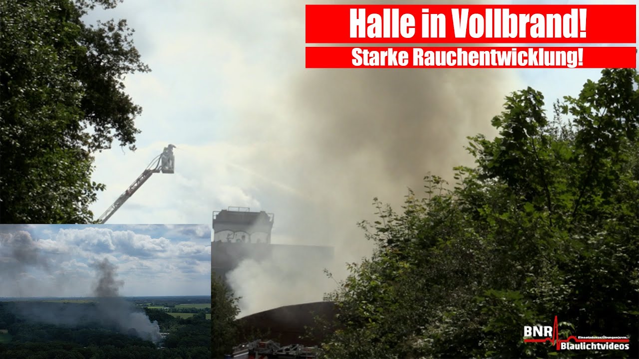 [HALLE IM VOLLBRNAD!] Vollalarm nach Lagerhallenbrand in Kamp-Lintfort! NINA-Warnung ausgelöst!