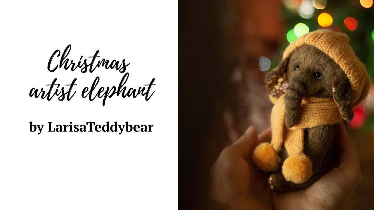 Christmas artist elephant handmade, ooak teddy bears
