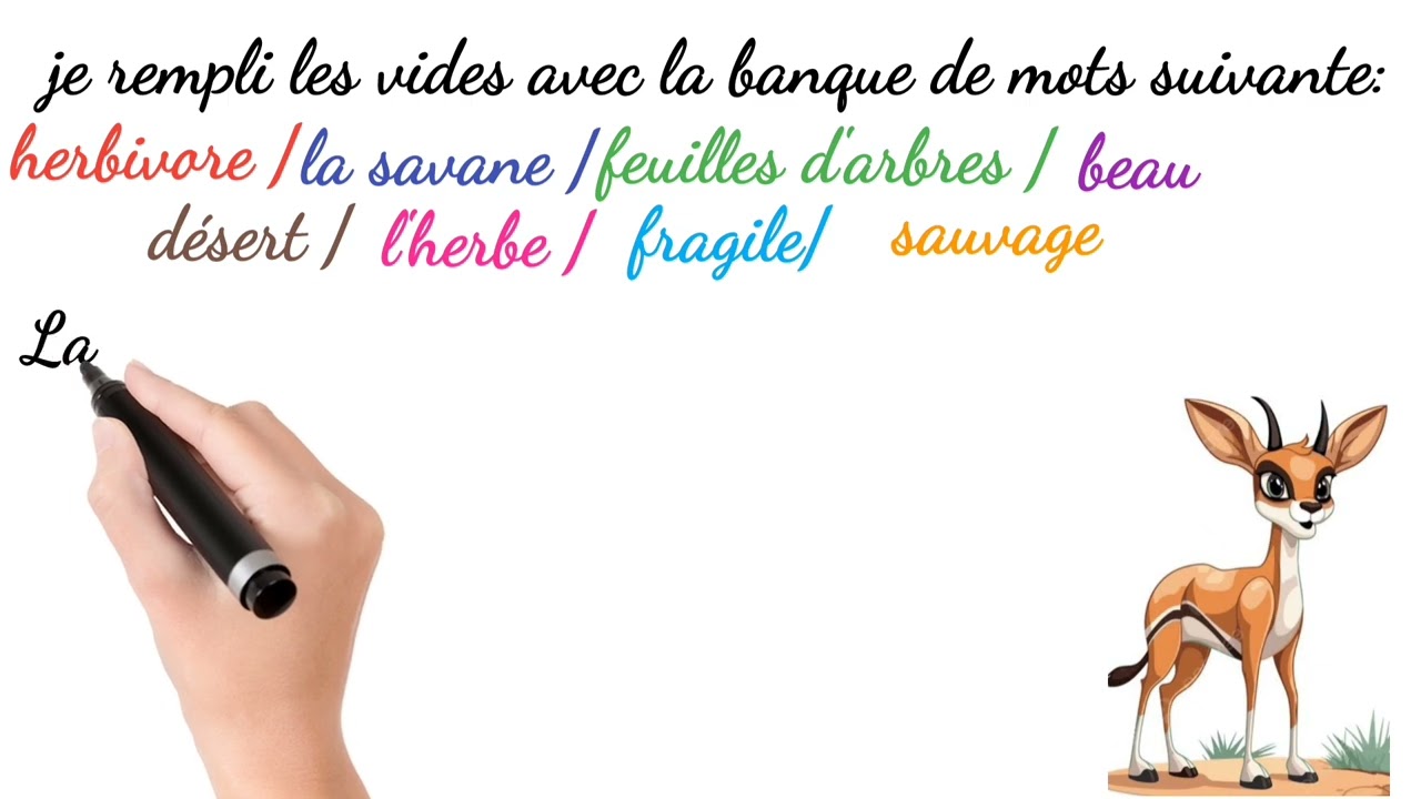 Correction des exercices de la gazelle (parties du corps et production écrite sur la gazelle)