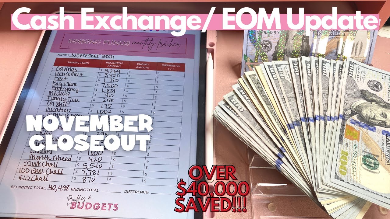 Cash Exchange | Month End Closeout | Ohmyfro Budgets | Counting Sinking Funds