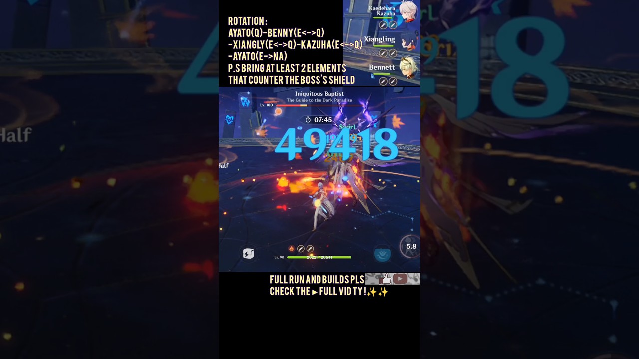 C0 Ayato Vaporize | 12-3-2 | Spiral Abyss 4.6 Floor 12-9⭐ | Genshin Impact #genshinimpact #shorts