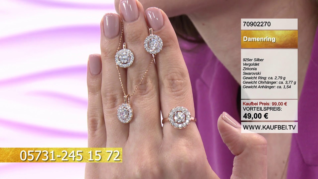 Damenring vergoldet aus 925 Silber mit Zirkonia Swarovski | Kaufbei Schmuck 70902270