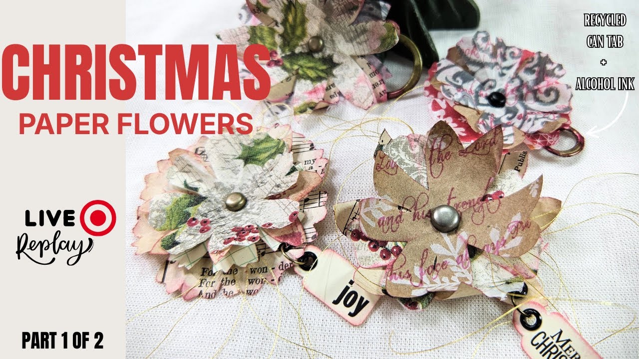 Christmas Paper Flowers with Recycled Can Tabs | Easy Beginner Tutorial
