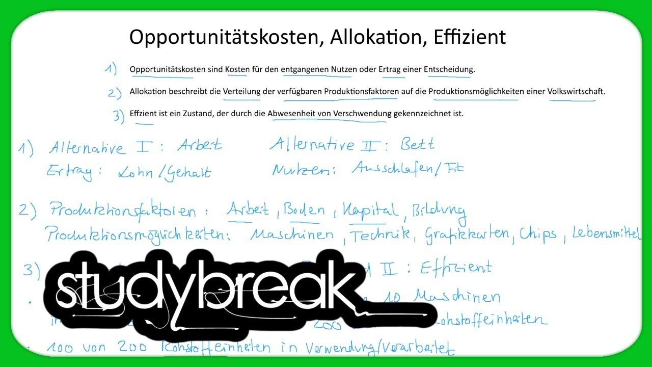 Opportunit&auml;tskosten, Allokation, Effizient | Volkswirtschaftslehre