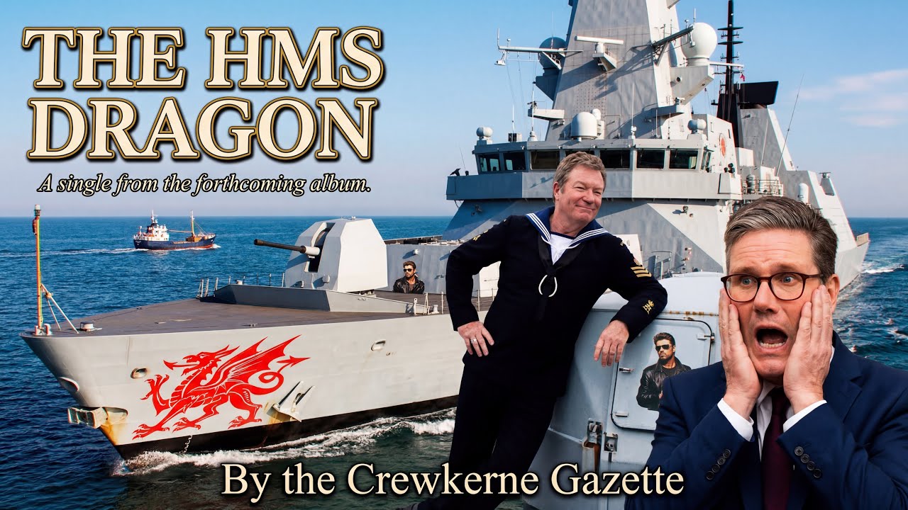 «Корабль HMS Dragon» — статья из газеты «Crewkerne Gazette».