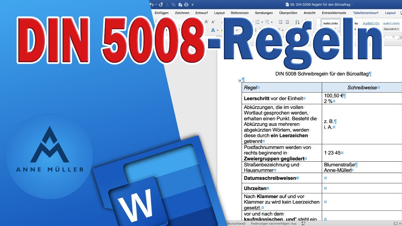 DIN 5008 Regeln im Überblick