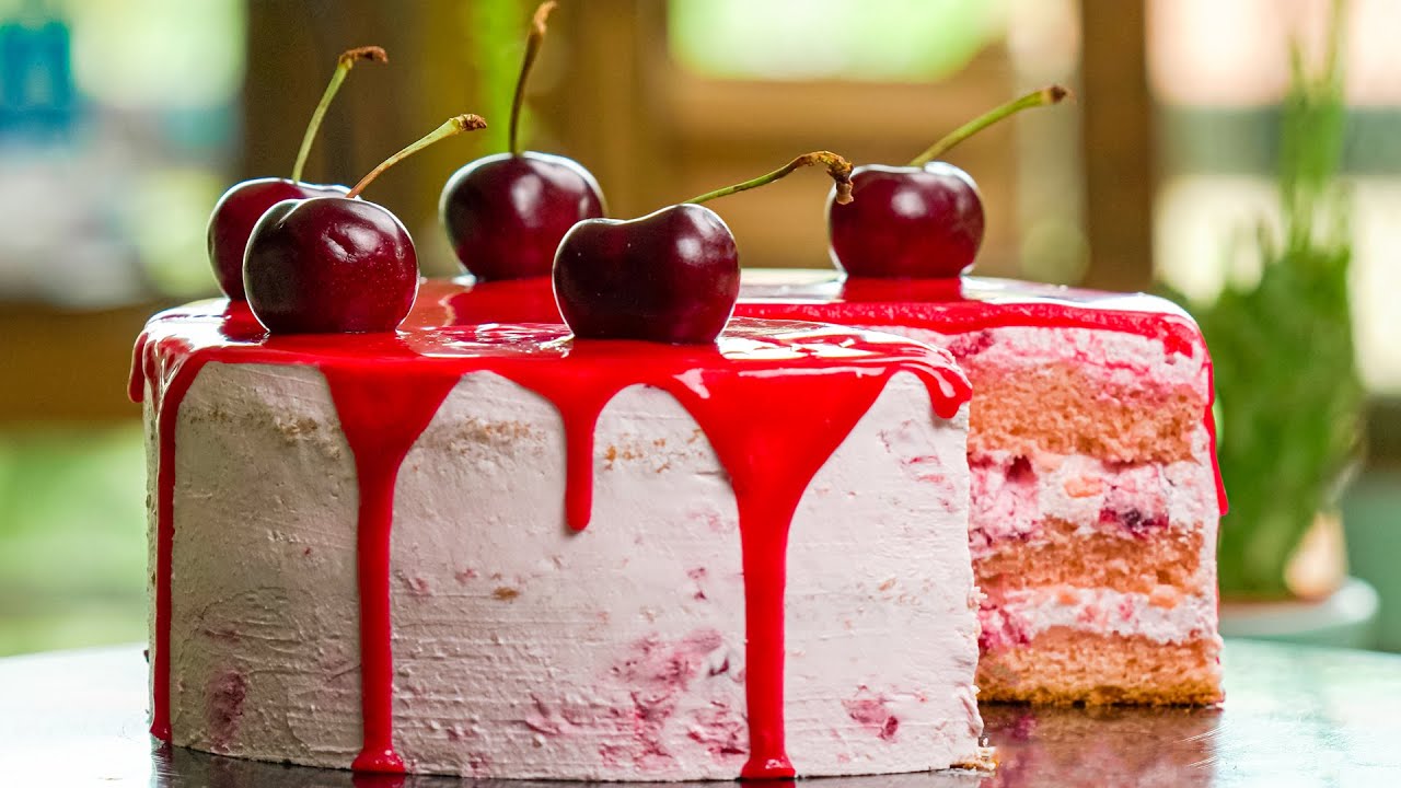 ONE SLICE IS NEVER ENOUGH l Cherry Cake Recipe (How to make Cherry Cake)