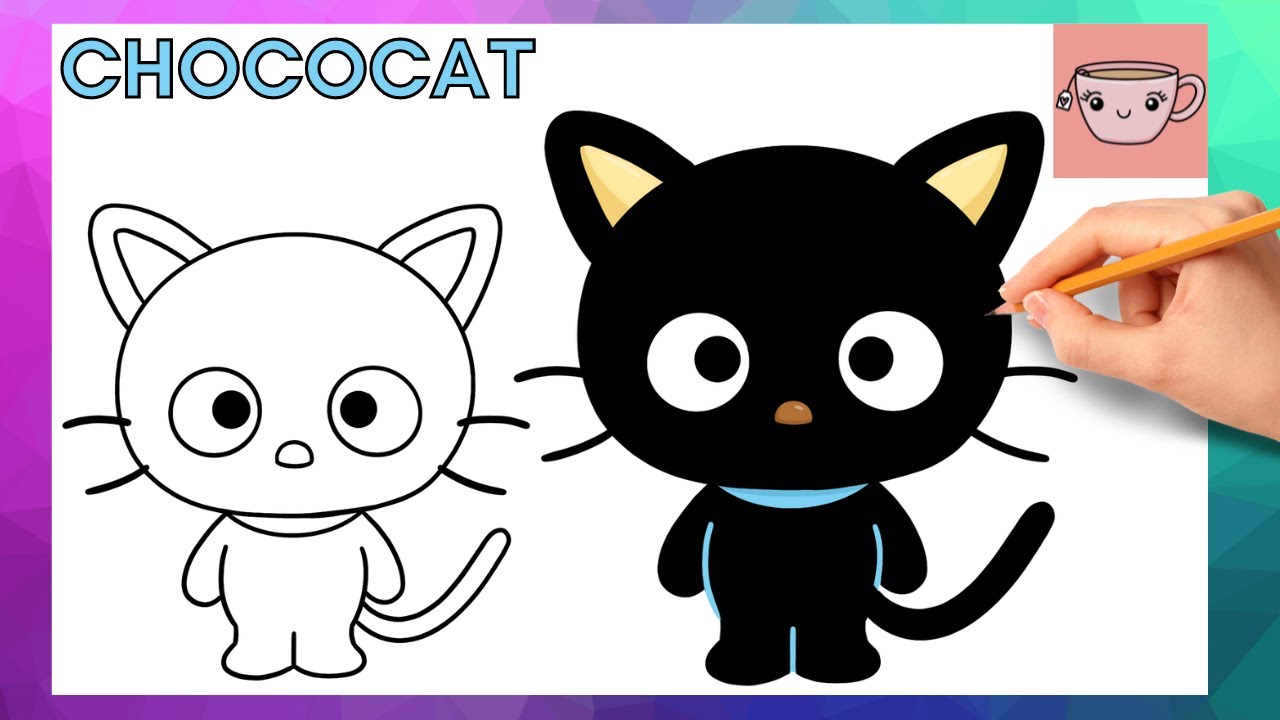 Как нарисовать шоколадного кота | Sanrio | Милое и простое пошаговое руководство по рисованию