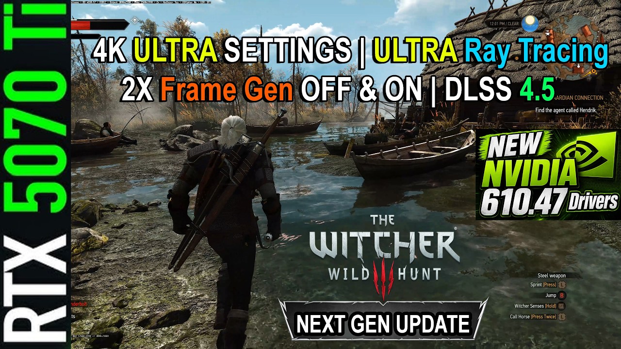 NVIDIA 610.47 Drivers | The Witcher 3 (Next Gen) | RTX 5070 Ti | 4K ULTRA Ray Tracing | 2X FG OFF/ON