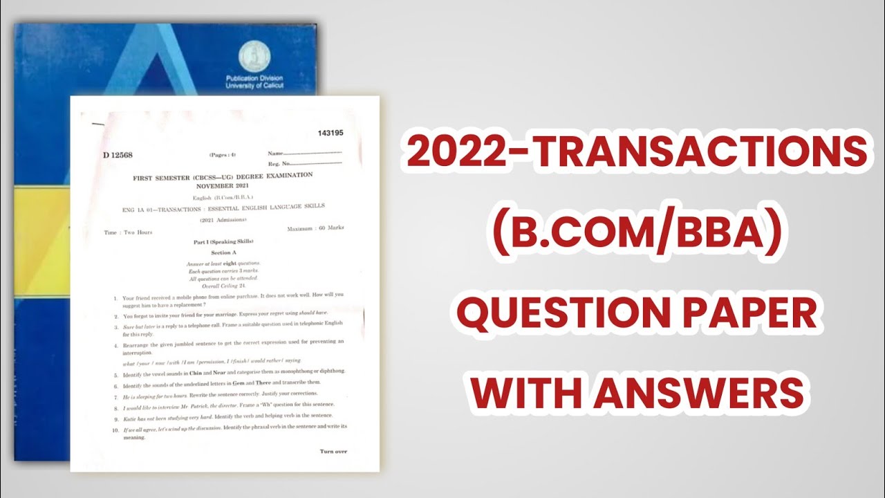 2022-B.com/bba Transactions question paper with answers