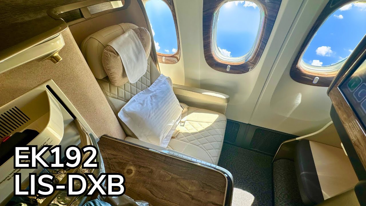 Обзор полета в бизнес-классе нового самолета Emirates 777-300 EK192 из Португалии в Дубай в сентя...