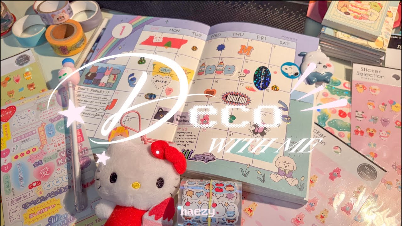 deco with me : january 2025 planner setup, asmr(?) w/ music | haezy