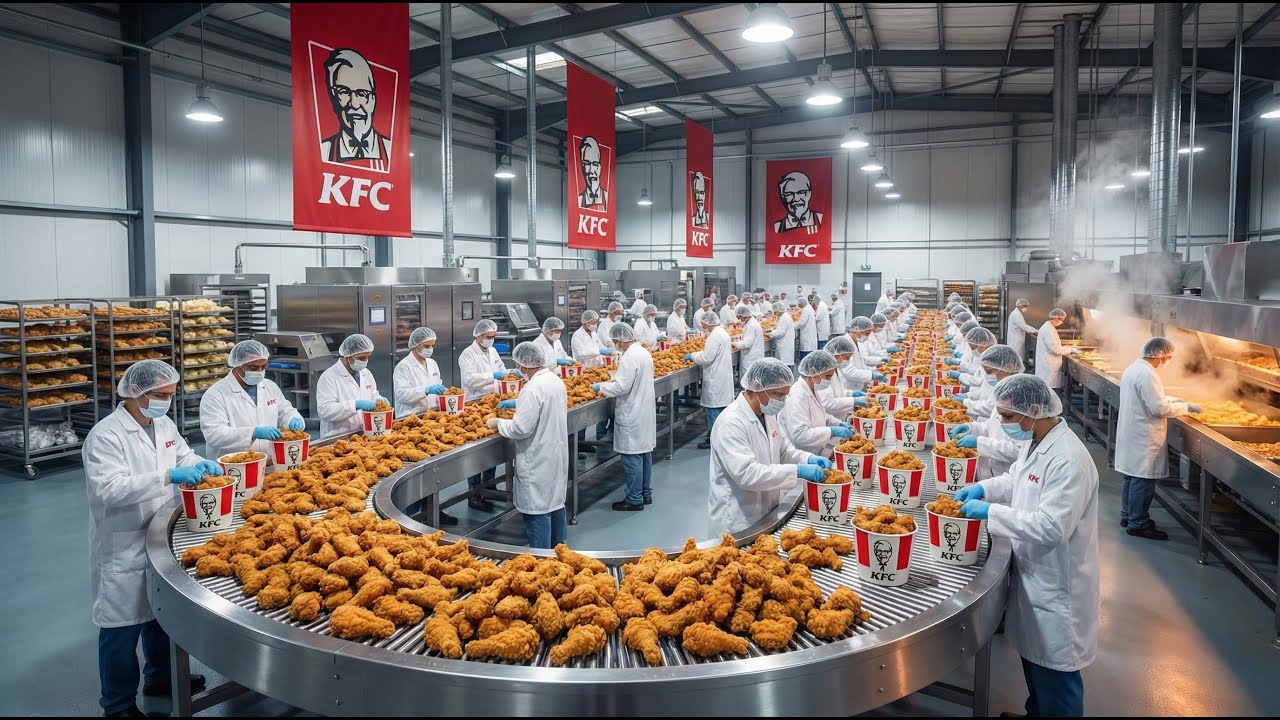 Inside the KFC Factory: From Fresh Chicken to Golden Crunch Full Process