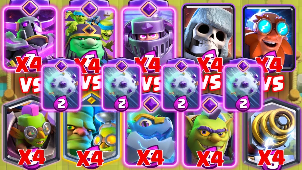 Team Giants X4 + Giant Snowball + Evolutions VS Electro +Goblins + Giant Snowball X4 |Clash Royale