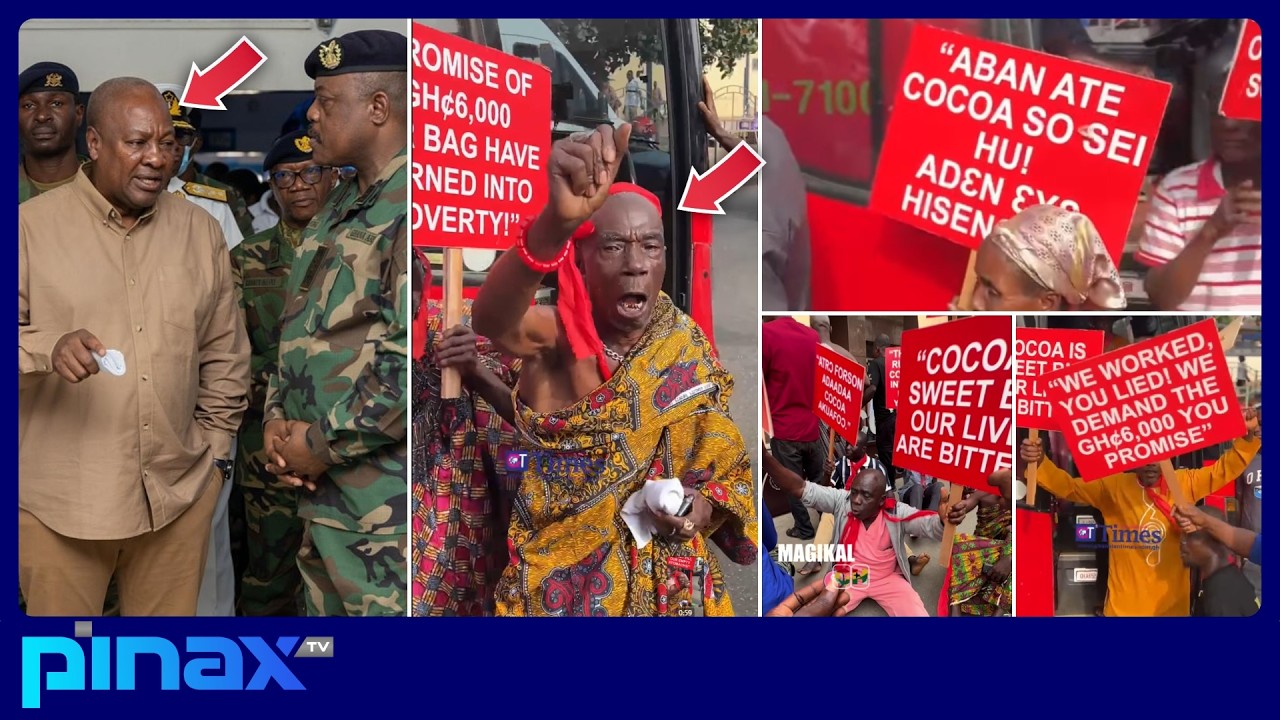Mahama Quickly Moved from FlagStaff; Thousands of Cocoa Farmers St0rm State Building to Demonstrate