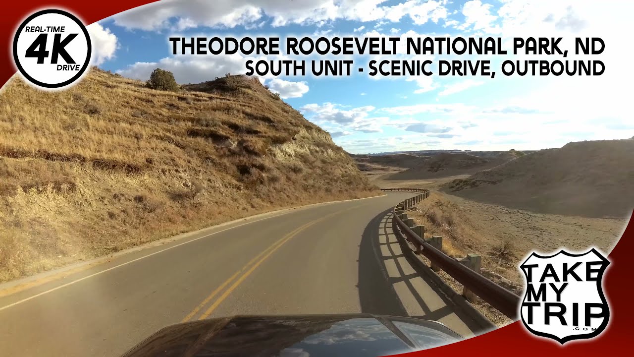 Theodore Roosevelt National Park, Scenic Drive through the South Unit, outbound to Medora, ND in 4K