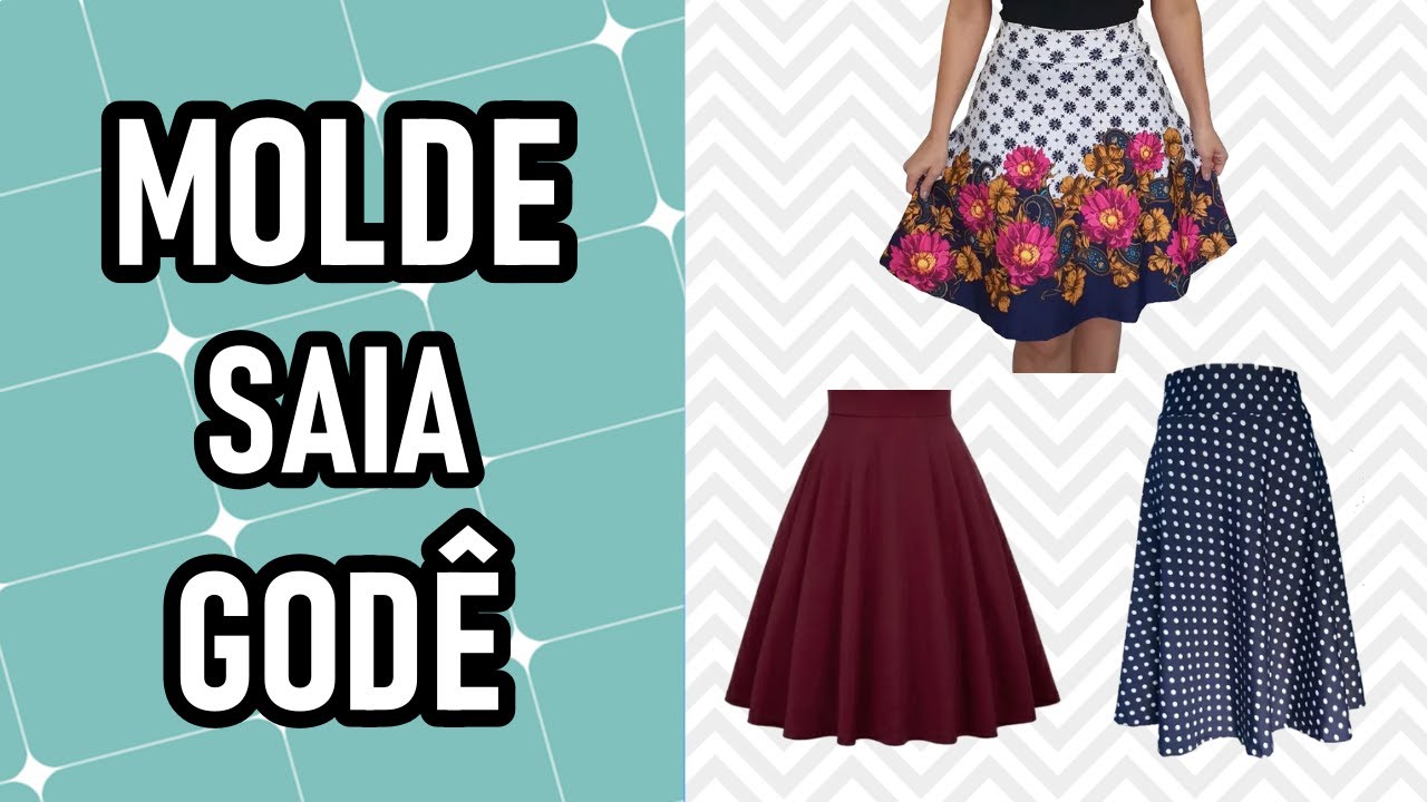 Como fazer molde saia godê 3 TIPOS!