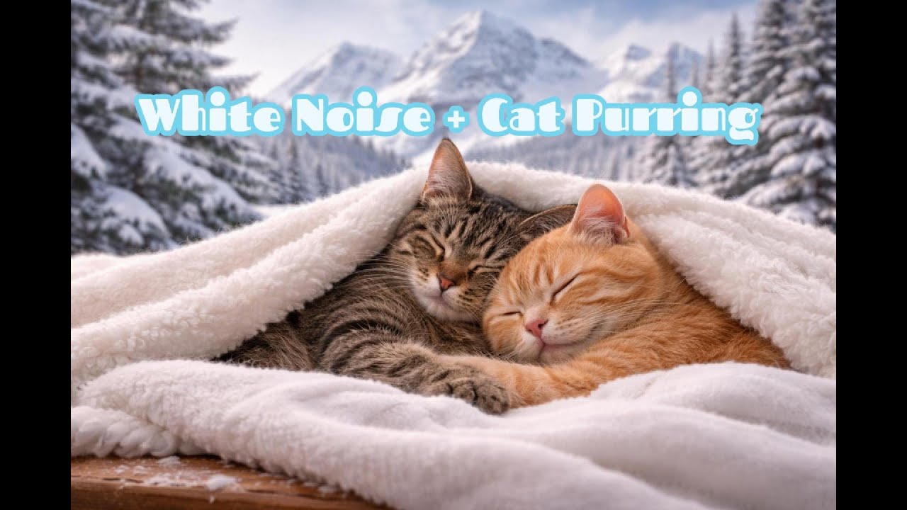 White Noise + Cat Purring (10 Hours) Deep Sleep, Calm Focus, Baby Sleep (No Talking)