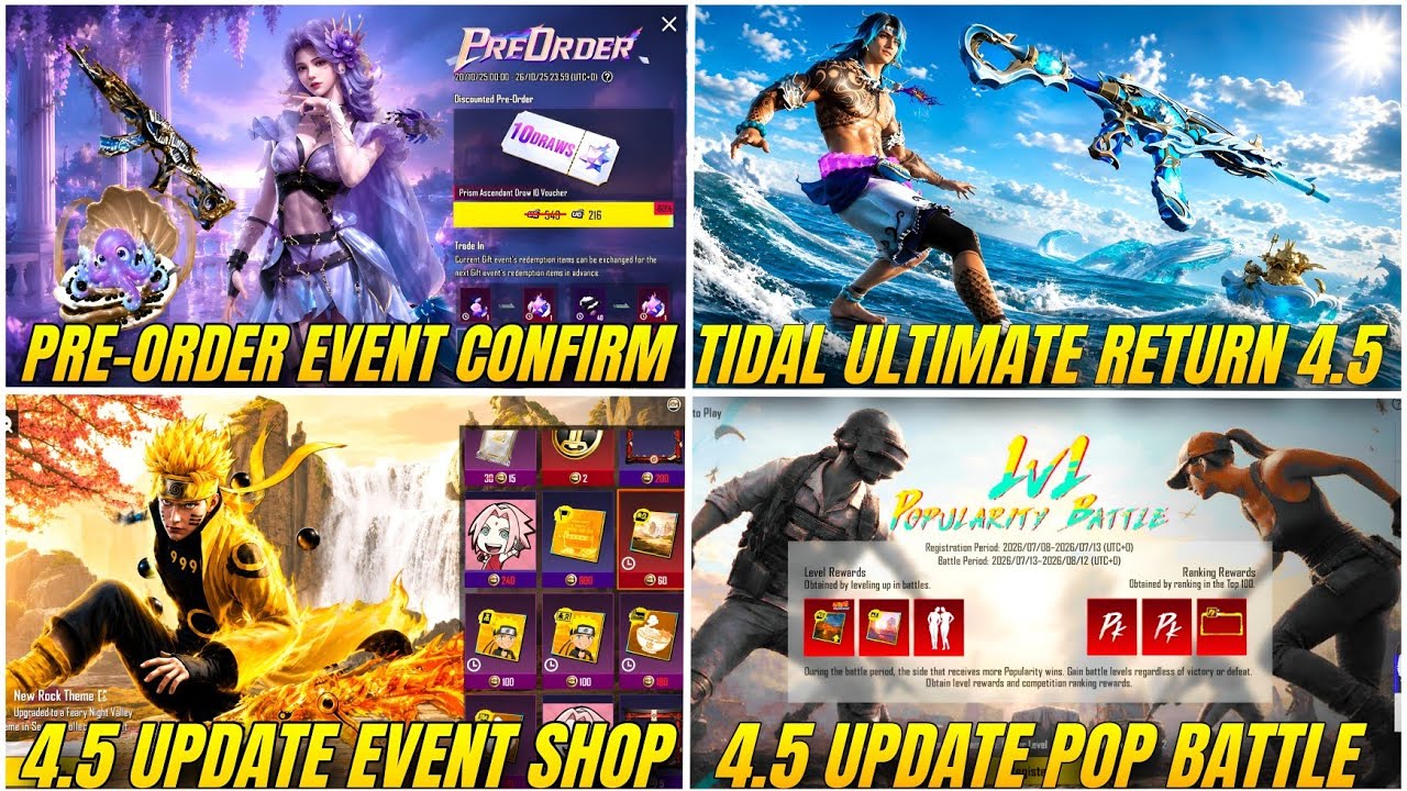 PRE-ORDER EVENT BGMI | RETURNING ULTIMATE SET 4.5 | POP BATTLE REWARDS | BGMI 4.5 UPDATE ULTIMATE 