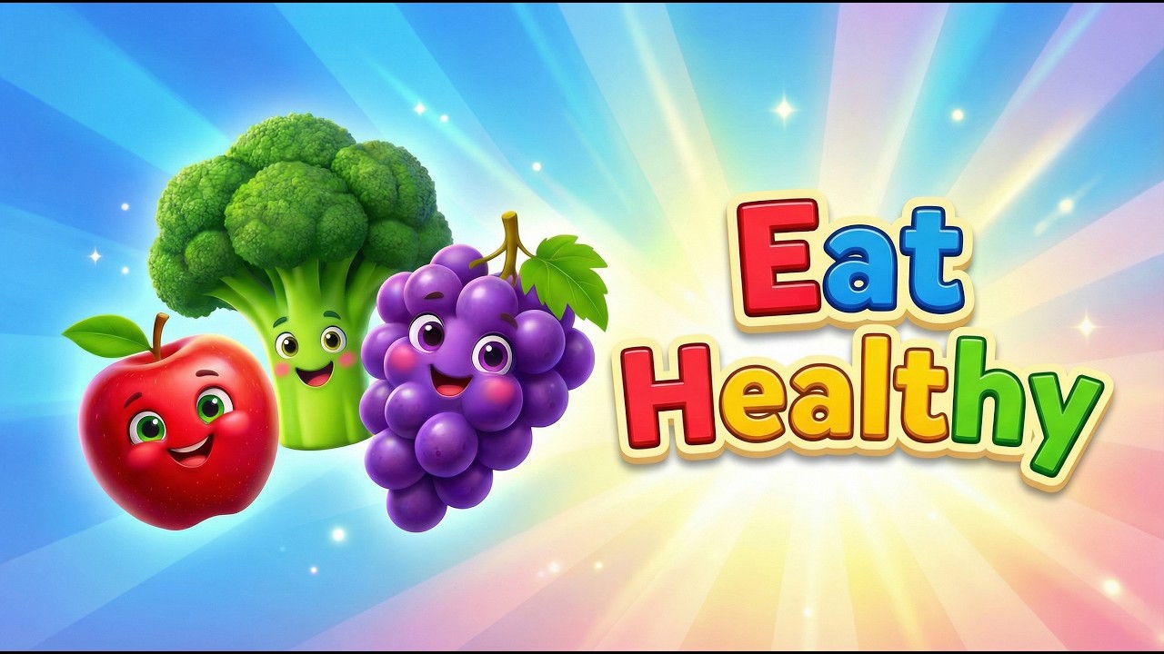 🍍🥦 Eat Healthy, Grow Strong  | 🍓 🍈 Healthy Eating is Fun! Colourful Song for Kids 🎵🎵