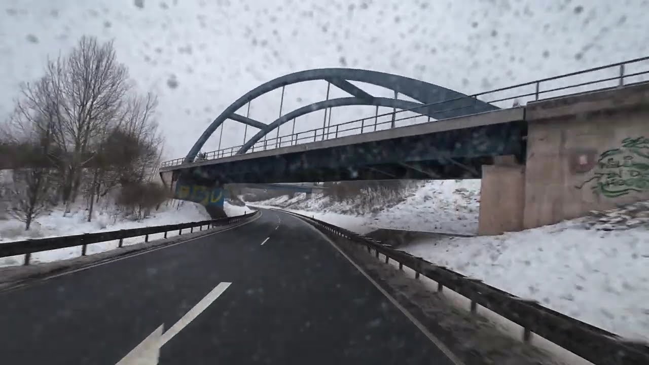 ASMR Bus Ride Through Snowy German Landscapes | Winter Countryside Drive