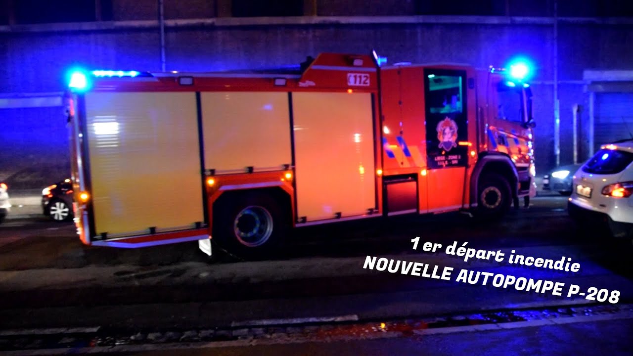 Pompiers de Liège 2021, premier départ incendie pour la nouvelle autopompe P-208
