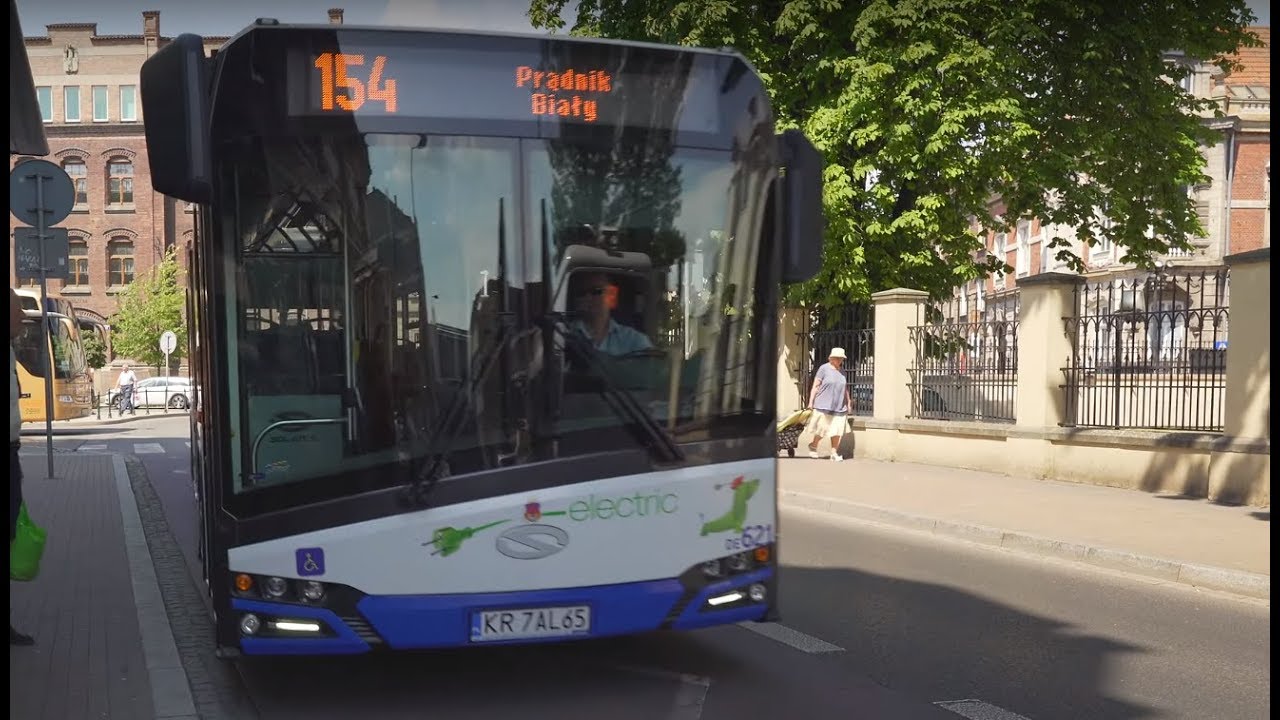 Poland, Kraków, electric bus 154 ride from Dworzec Glówny Zachód to Prądnik Biały