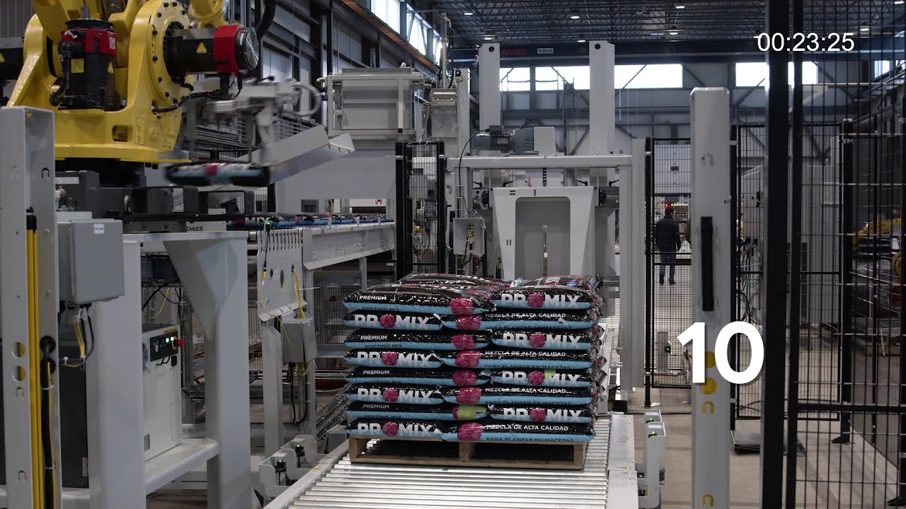 27 sacs par minute pour un palletiseur robotisé haute-vitesse !