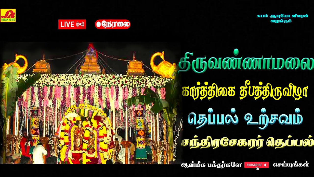 🔴LIVE  திருவண்ணாமலை தீபத்திருவிழா2025 சந்திரசேகரர் தெப்பல் உற்சவம் நேரலை #theppalurchavamtodaylive