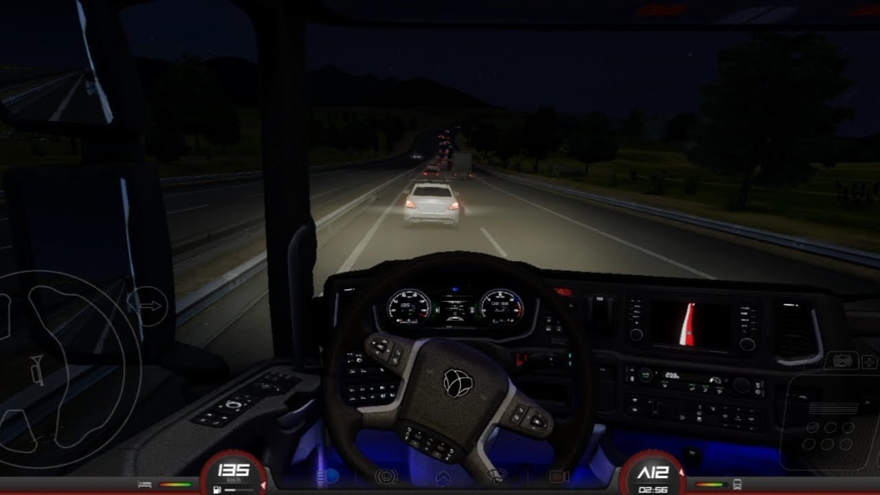 Driving at speeds above 100km/h on the road, using a Scania truck Road to frengfut 