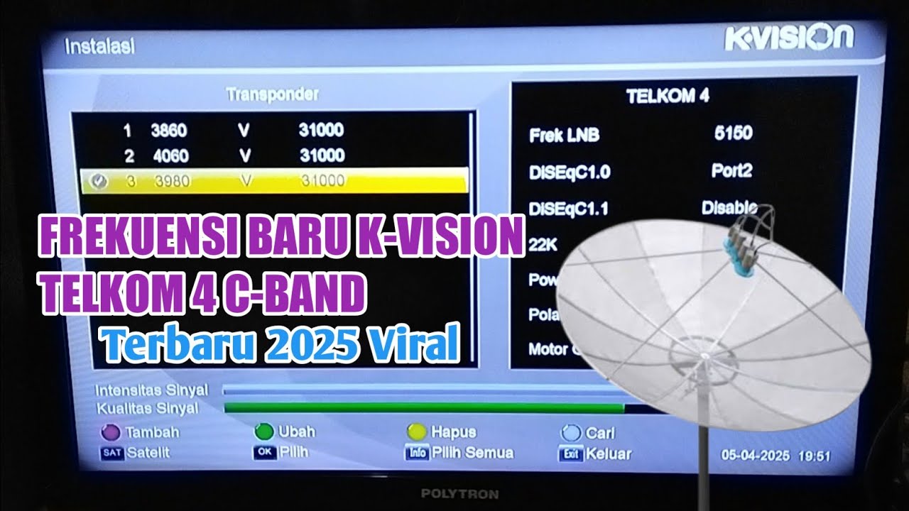 Update frekuensi terbaru k-vision 2025 di satelit telkom 4 parabola jaring @AdeRuswandi