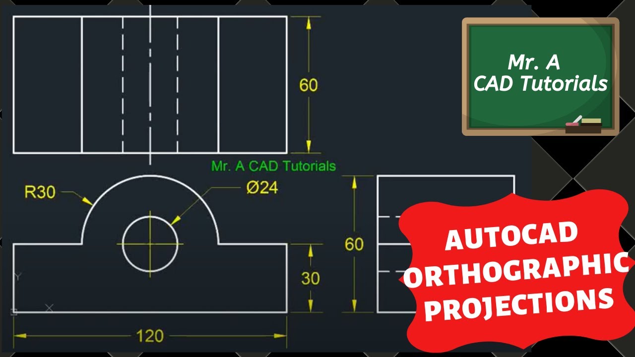 AutoCAD Orthographic Projections (Centerlines & Hidden Lines)