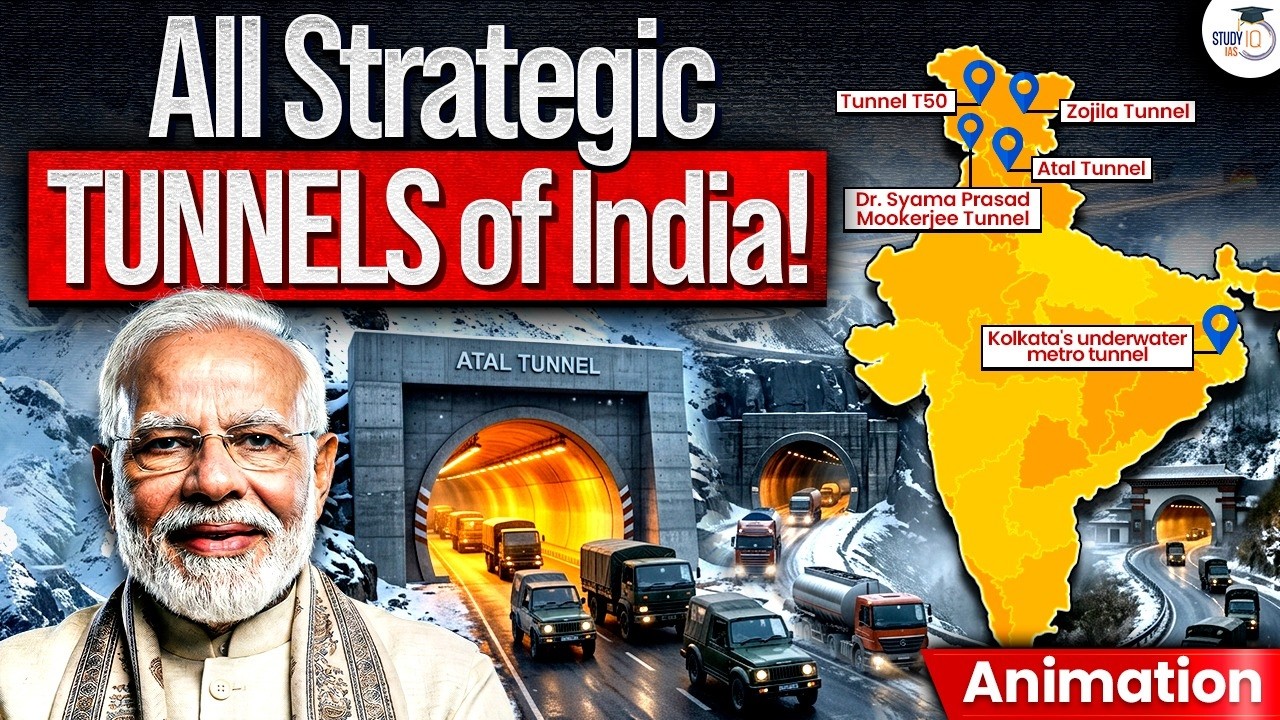 All Important Tunnels of India Through Animation | Indian Strategic Tunnels | UPSC GS | StudyIQ