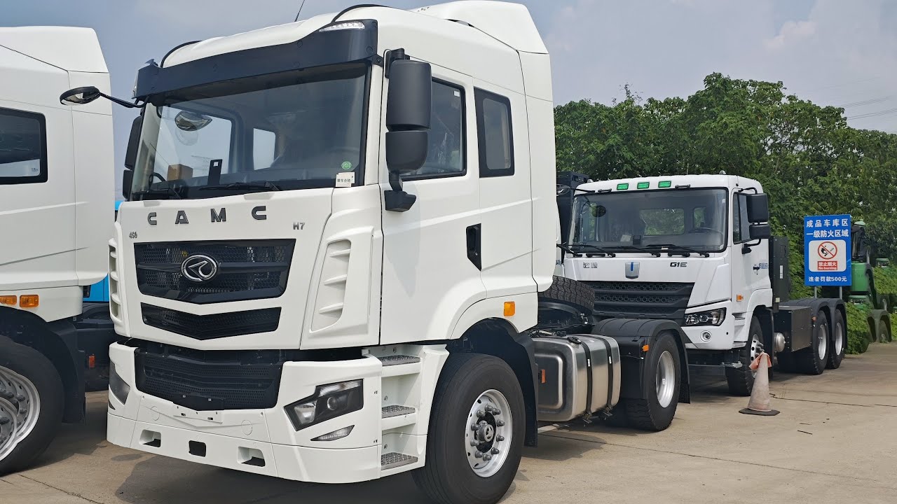 CAMC White H7 right hand diesel tractor truck On site shooting