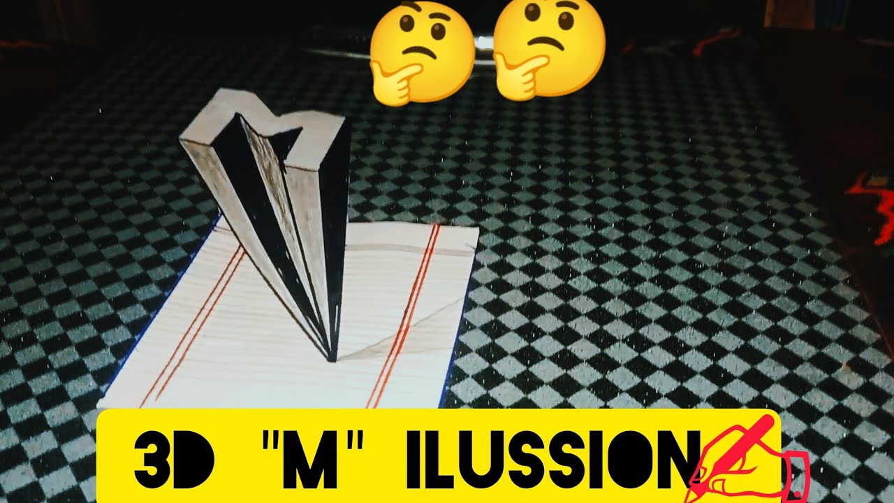 3D M Illusion Drawing – Very Easy Step by Step