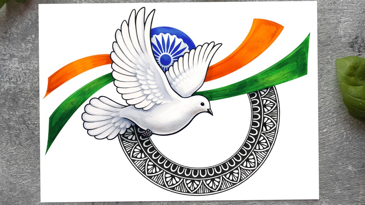 How to Draw Mandala for Beginners | 76th Republic Day Mandala Art 🇮🇳 | Bird & Tricolor Drawing