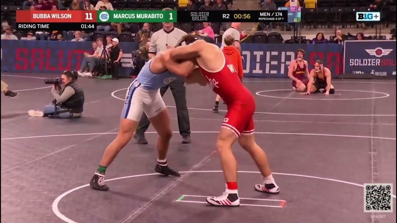 Bubba Wilson Nebraska Husker Wrestling vs Marcus Murabito North Carolina 174 12/28/23 Solider Salute