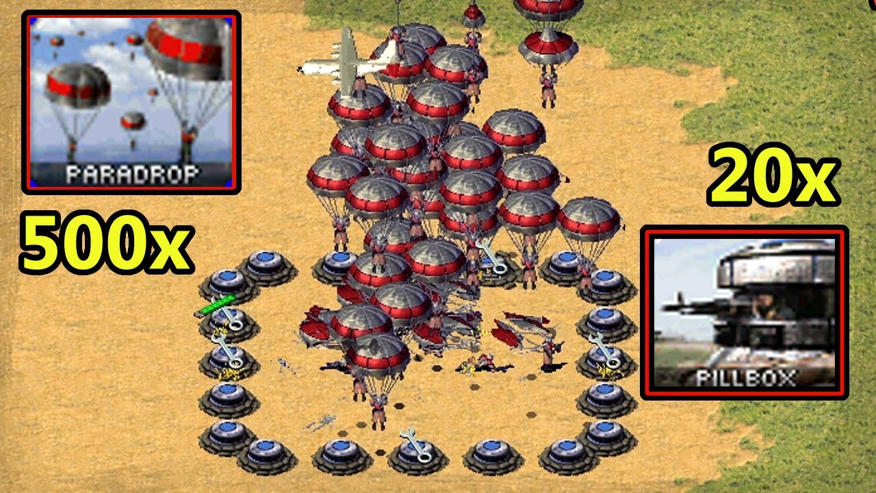 500 Para-Troopers vs 20 Pillboxes - [Red Alert 2]