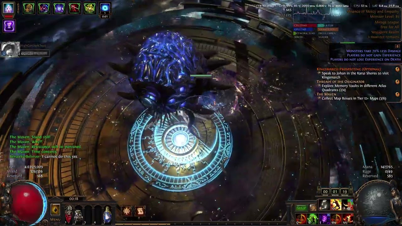 Str Stacking Lacerate of Butchering Berserker vs Uber Maven (PoE 3.28 Mirage)