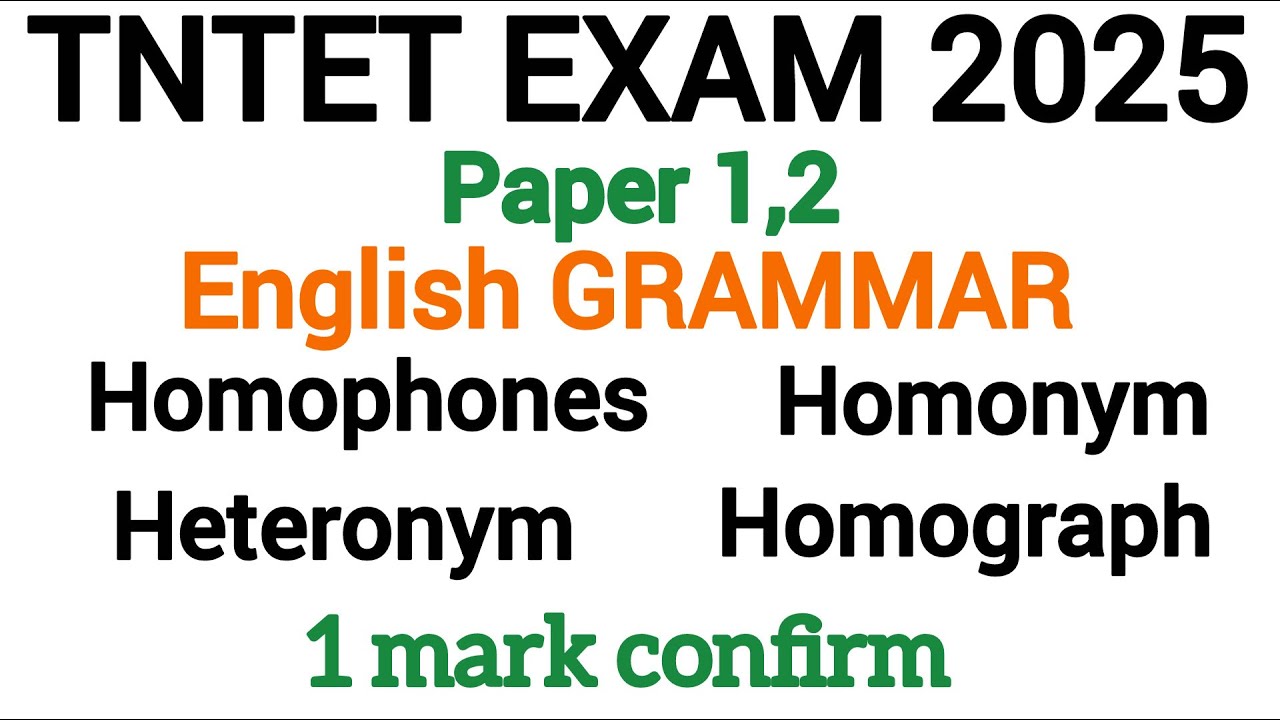 TNTET PAPER 1,2|English grammar|homophones|homograph|homonym|heteronym