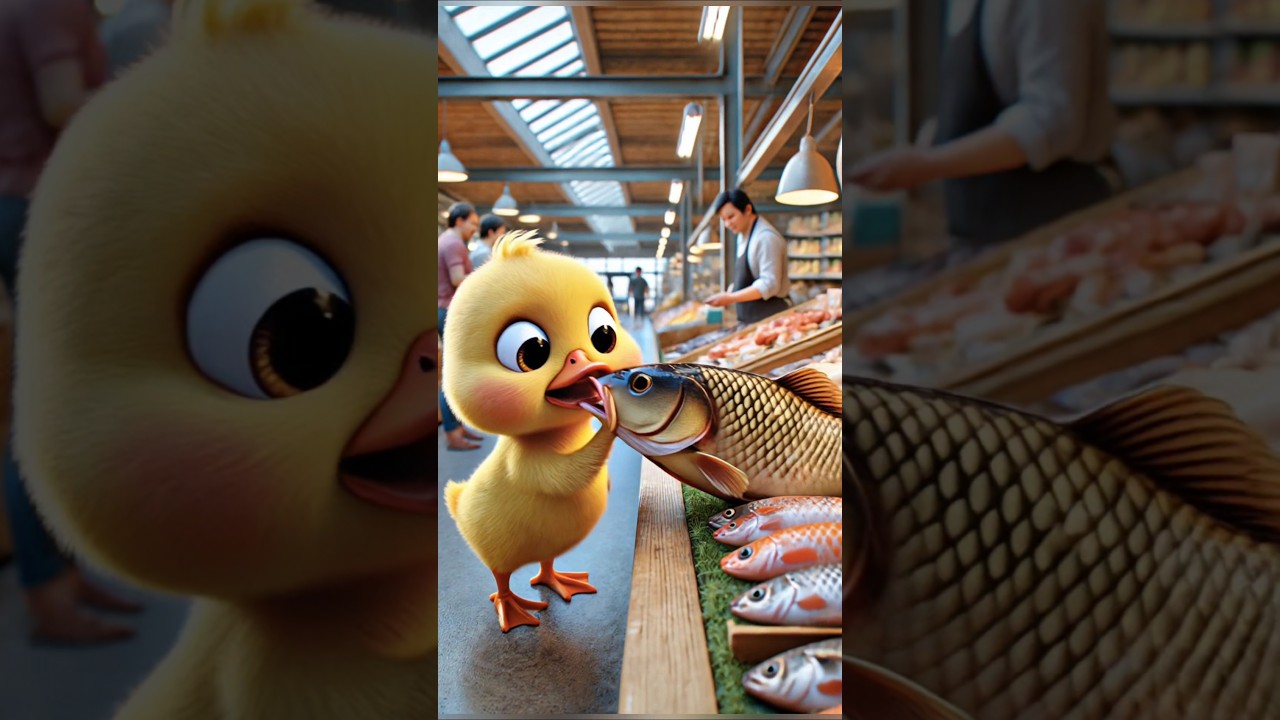 When Love Meets Delicacy: The Little Duck's Surprise Fried Fish Dinner!#ducklings #cuteanimals