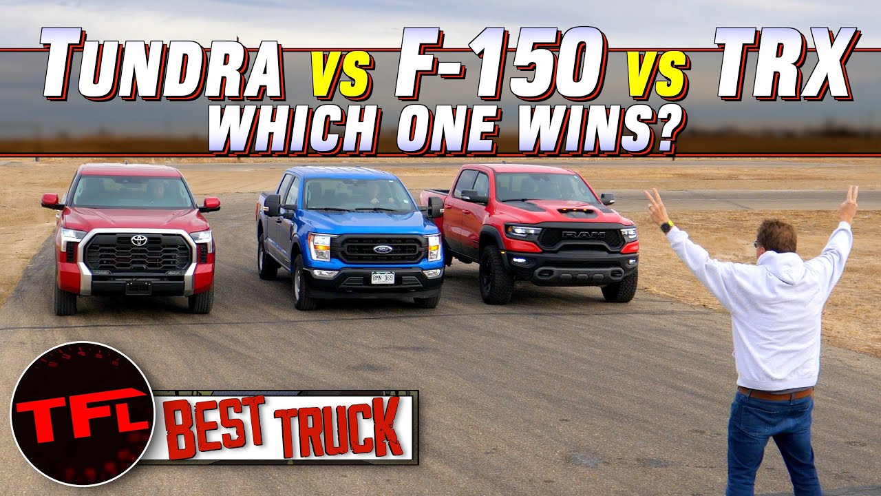 Удивительно близко: Toyota Tundra соревнуется с Ford F-150 и Ram TRX в этой захватывающей гонке