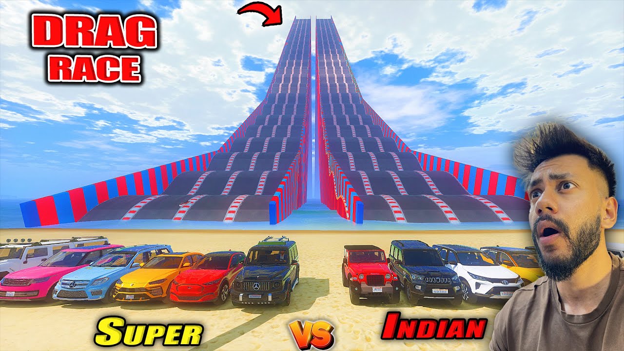 GTA 5 INDIAN SUV VS SUPER SUV CARS BUMPS RAMP DRAG RACE😨😍 CHALLANGE GTA 5
