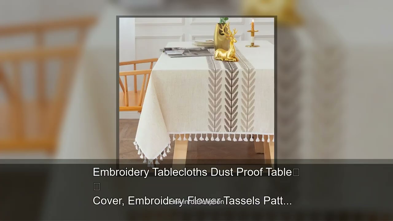 Embroidery Tablecloths Dust Proof Table Cover, Embroidery Flower Tassels Pattern Table Cloths,F