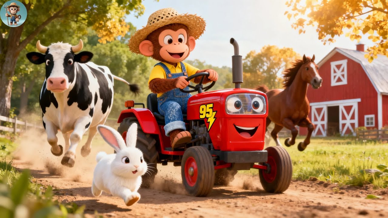 Monkey Farmer Tractor Farm: Shark Rescue & Bunny Chaos