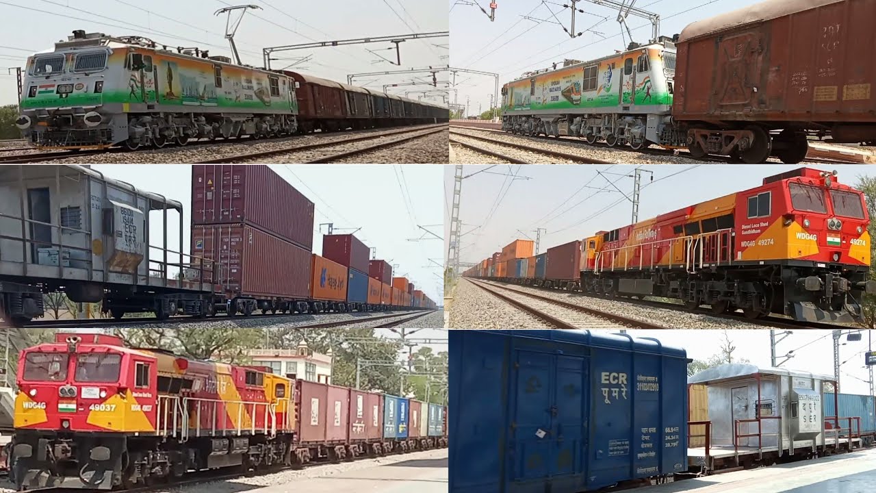 4 IN 1 BEAUTIFUL WAG-9 + WDG4G LOCOMOTIVES | DOUBLE STACK CONTAINER FREIGHT TRAIN | INDIAN RAILWAYS
