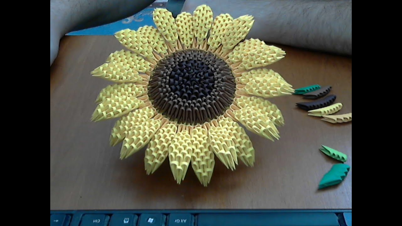 3D Origami flower tutorial  ( Sunflower ) part1