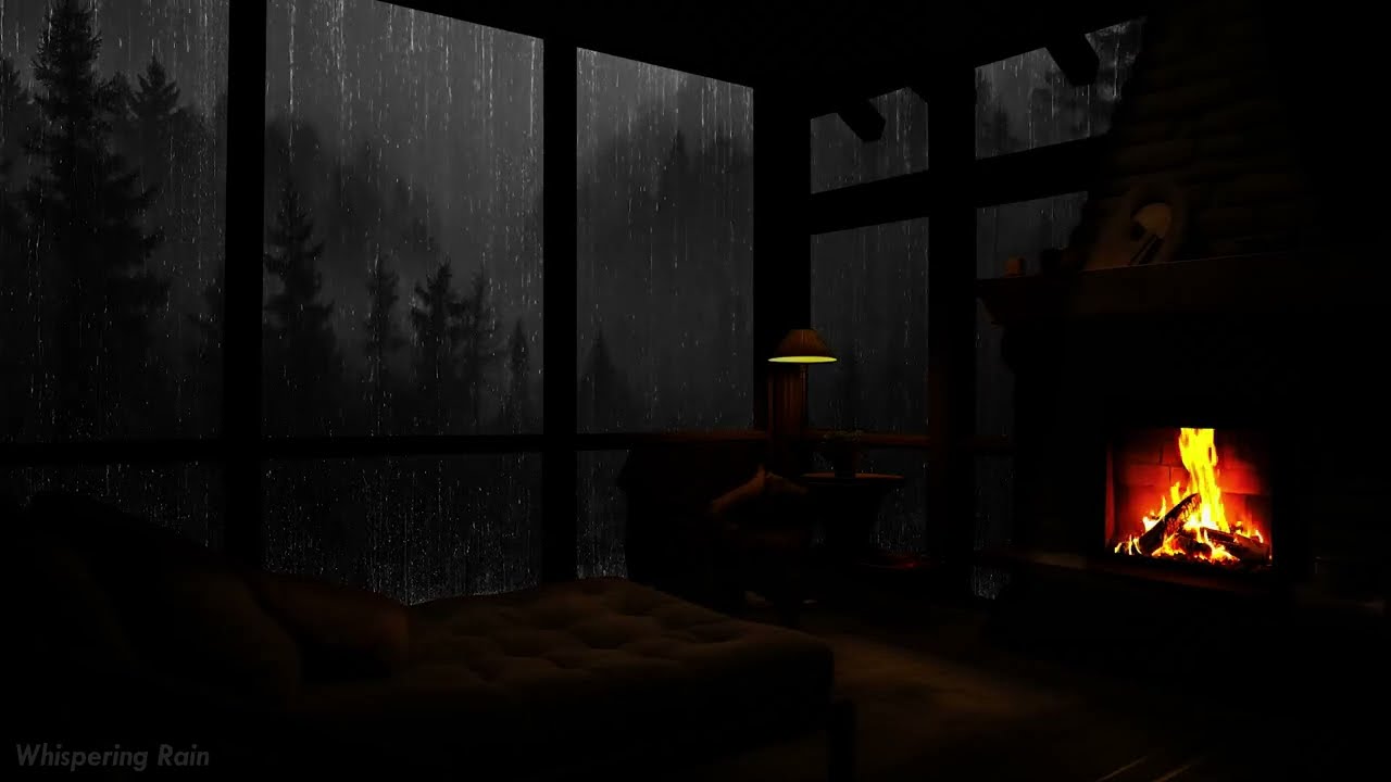 Soft Rain, Gentle Thunder & Fireplace 🔥 Relaxing Ambience for Sleep, focusing & meditating