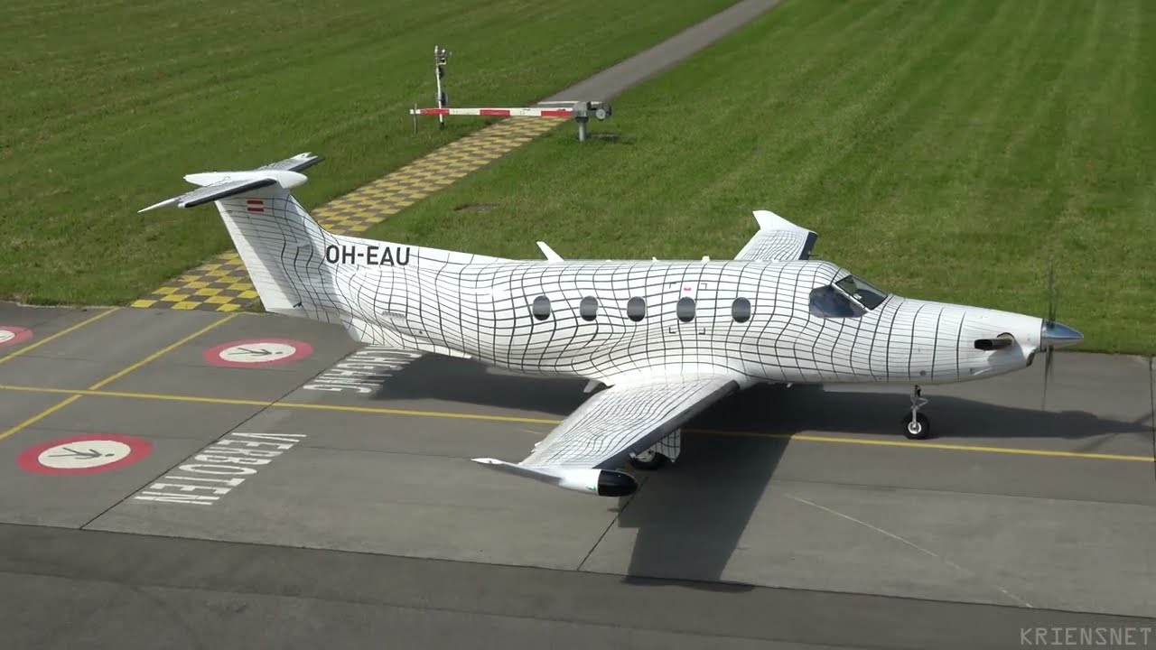 Pilatus PC-12 NG - OH-EAU - Take off at Airport Buochs 2021 and 2022