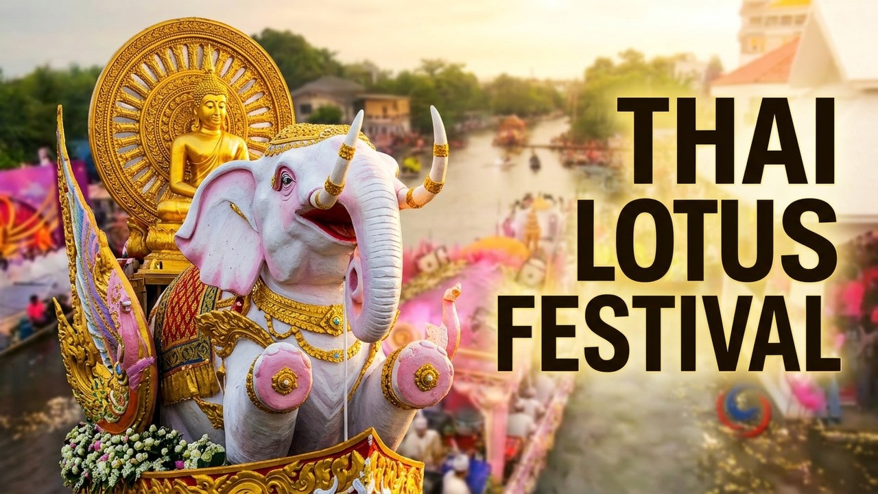 Buddhist Lent's spectacular Raab Bua Lotus throwing Festival near Bangkok